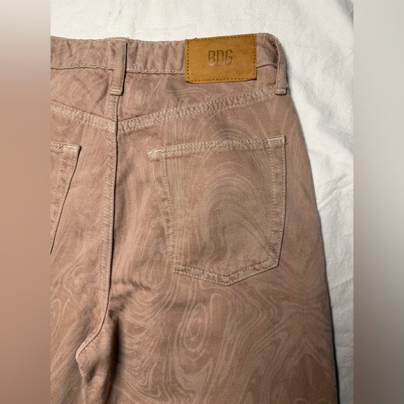Urban Outfitters BGD Wide Leg Puddle Jeans In Tan Blush Pink Swirl 26 - Picture 6 of 12